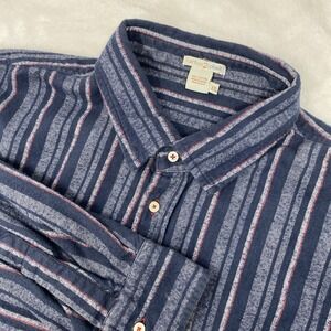 Carbon2Cobalt Thick Flannel Button Up Shirt Long Sleeve Striped Casual XXL Mens